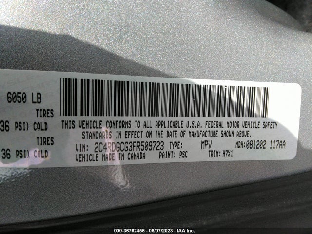 Dodge Grand Caravan Sxt 2015 2C4RDGCG3FR509723 Image 9