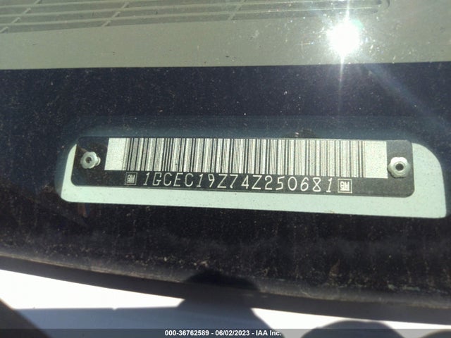 2004 CHEVROLET SILVERADO 1500 WORK TRUCK VIN: 1GCEC19Z74Z250681