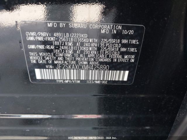 JF2SKAXCXMH425890 Subaru Forester Touring