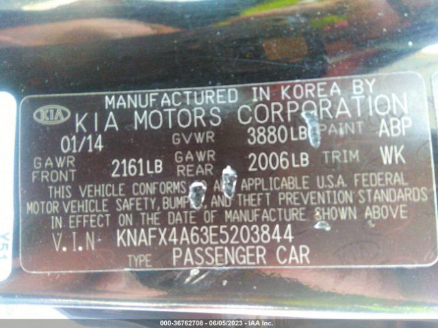 KNAFX4A63E5203844 KIA FORTE LX