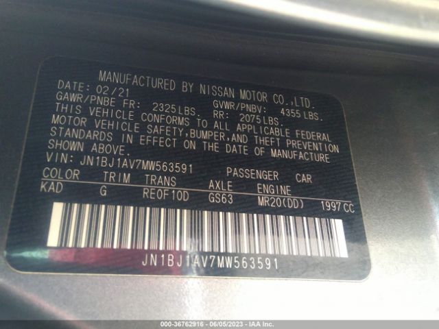 JN1BJ1AV7MW563591 Nissan Rogue Sport S