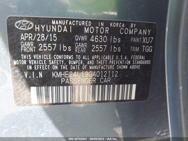 Hyundai Sonata Hybrid Se 2016 KMHE24L19GA012112 Image 11