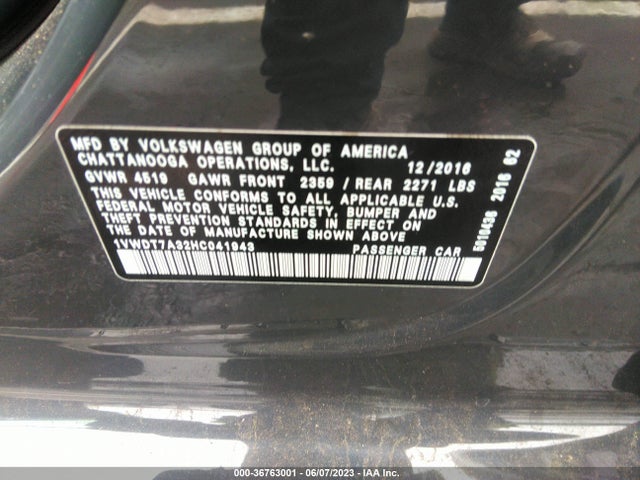 1VWDT7A32HC041943 Volkswagen Passat R-line W/comfort Pkg