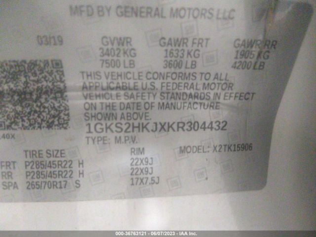 1GKS2HKJXKR304432 GMC YUKON XL DENALI