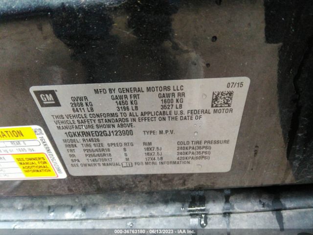 1GKKRNED2GJ123900 GMC ACADIA SLE