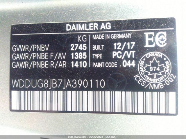 WDDUG8JB7JA390110 Mercedes-Benz S-class Amg S 63