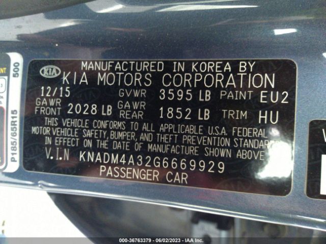 KNADM4A32G6669929 KIA RIO LX