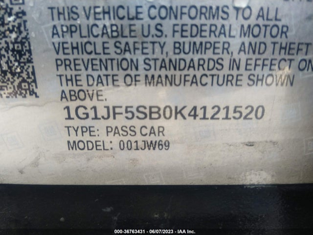 Chevrolet Sonic Premier 2019 1G1JF5SB0K4121520 Image 10
