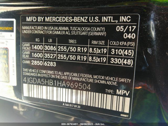 4JGDA5HB1HA969504 Mercedes-Benz Gle Gle 350