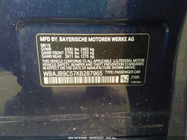 WBAJB9C57KB287965 BMW 5 Series M550i Xdrive