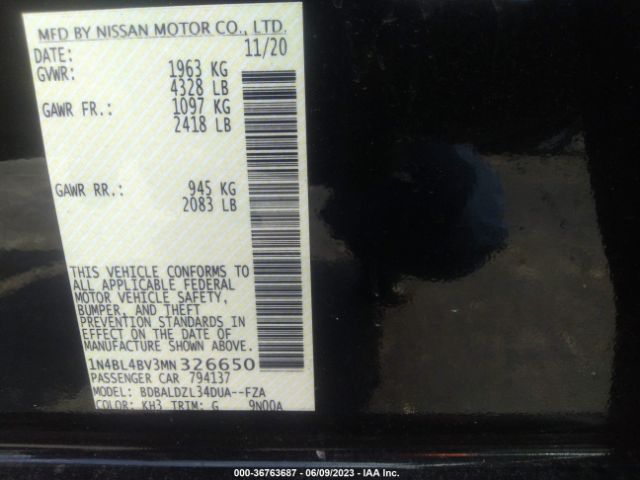 1N4BL4BV3MN326650 Nissan Altima S Fwd