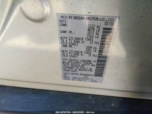 5N1AT2MV8GC808064 Nissan Rogue Sl