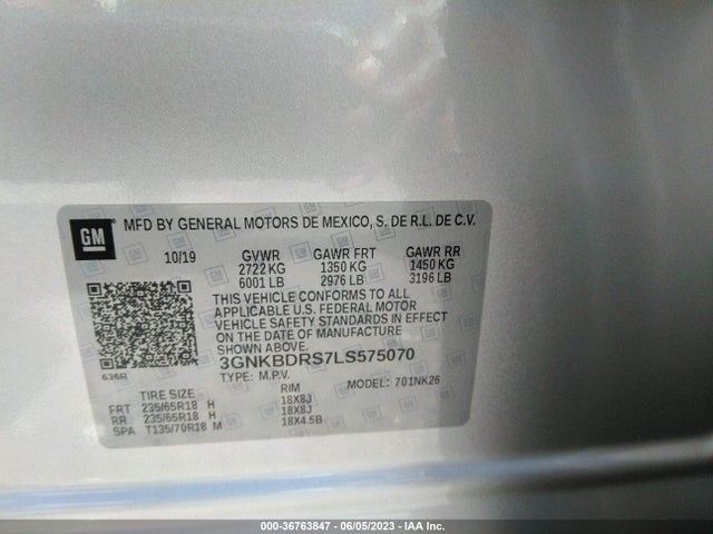 Chevrolet Blazer Lt 2020 3GNKBDRS7LS575070 Image 9
