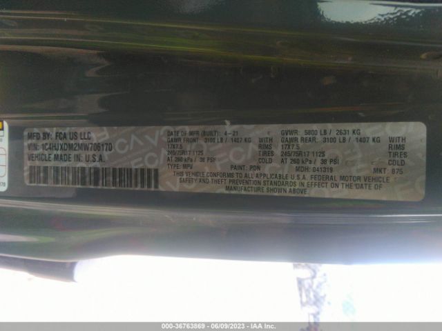 1C4HJXDM2MW706170 Jeep Wrangler Unlimited Sport S