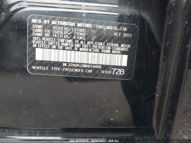 ML32AUHJ2MH014468 Mitsubishi Mirage Es/le/carbonite Edition