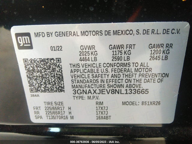 Chevrolet EQUINOX LT 2022 3GNAXJEV8NL133665 Image 9
