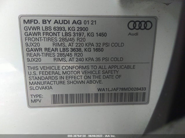 WA1LJAF78MD028433 Audi Q7 Premium Plus