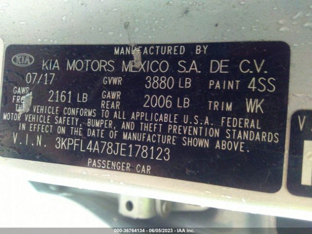 3KPFL4A78JE178123 KIA FORTE LX