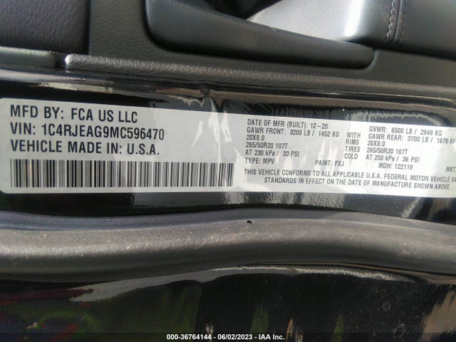 1C4RJEAG9MC596470 Jeep Grand Cherokee Laredo X