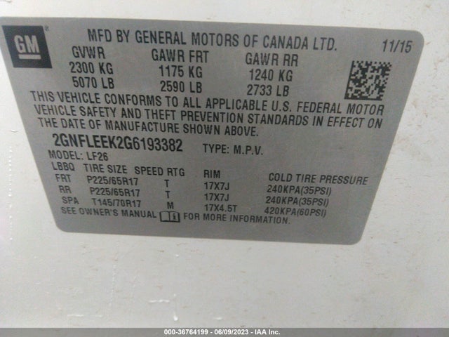Chevrolet EQUINOX LS 2016 2GNFLEEK2G6193382 Image 9