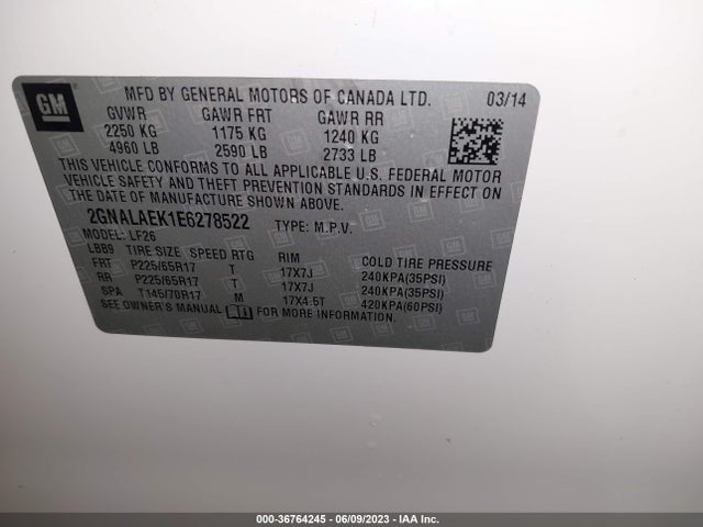 Chevrolet EQUINOX LS 2014 2GNALAEK1E6278522 Image 9