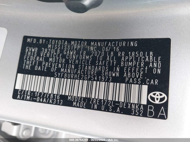 Toyota Corolla L/le/s/s Plus/le Plus 2016 5YFBURHE2GP541973 Image 11