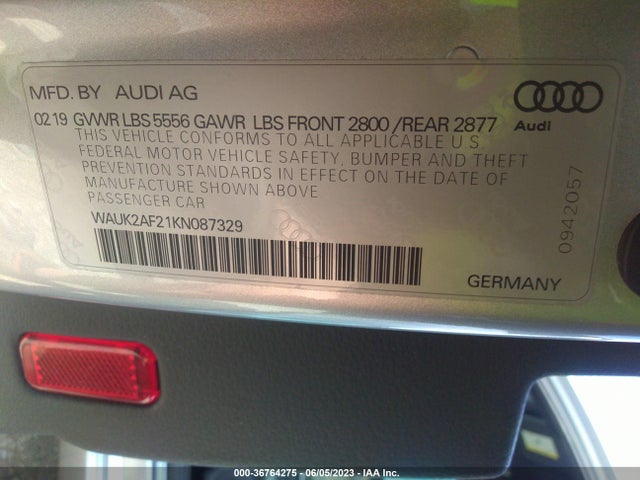 WAUK2AF21KN087329 Audi A6 PREMIUM