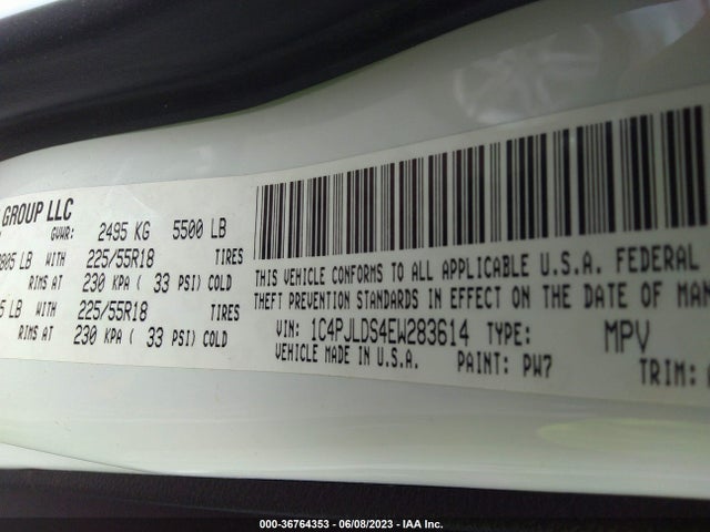1C4PJLDS4EW283614 Jeep Cherokee Limited