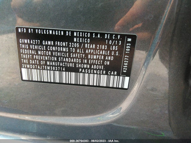 3VWD07AJ7EM383714 Volkswagen Jetta Sedan Se W/connectivity/sunroof