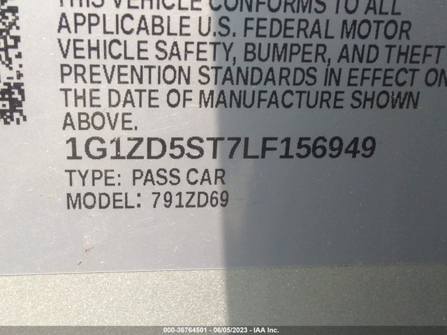 Chevrolet MALIBU LT 2020 1G1ZD5ST7LF156949 Image 9