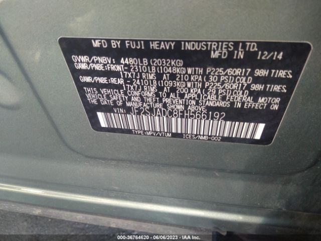 JF2SJADC8FH566192 Subaru Forester 2.5i Premium