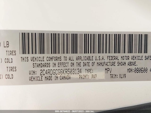 Dodge Grand Caravan Sxt 2019 2C4RDGCG6KR503134 Image 9