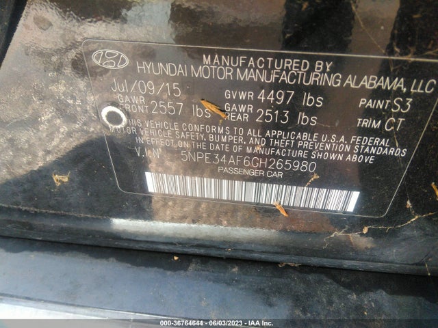 Hyundai Sonata 2.4l Limited 2016 5NPE34AF6GH265980 Image 10