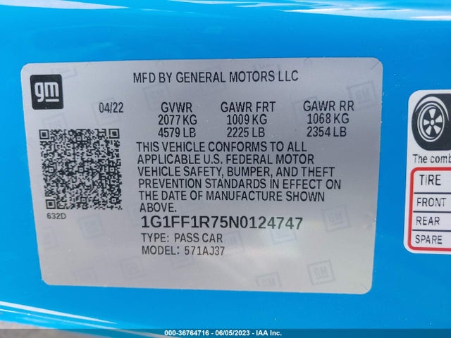 Chevrolet Camaro 1ss 2022 1G1FF1R75N0124747 Image 10