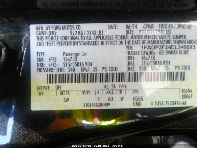1FADP3F24EL349603 Ford FOCUS SE