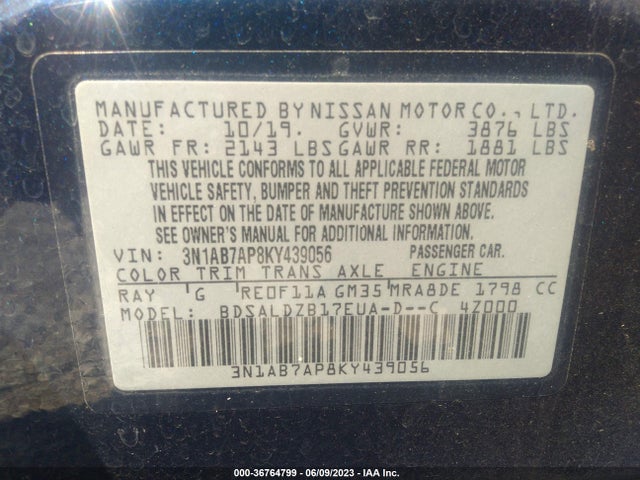 Nissan SENTRA SV 2019 3N1AB7AP8KY439056 Image 15