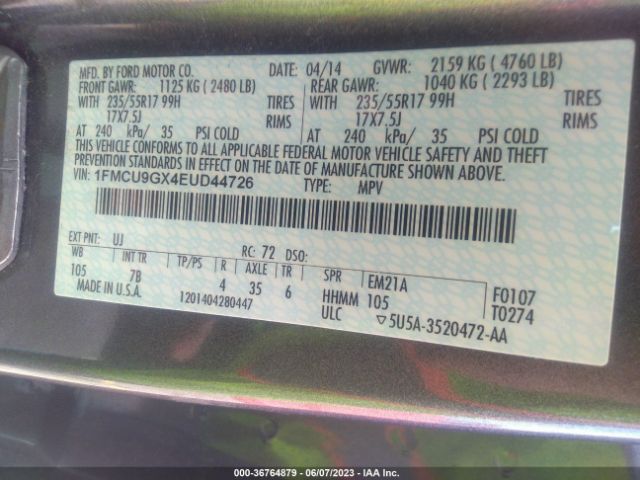 1FMCU9GX4EUD44726 Ford ESCAPE SE