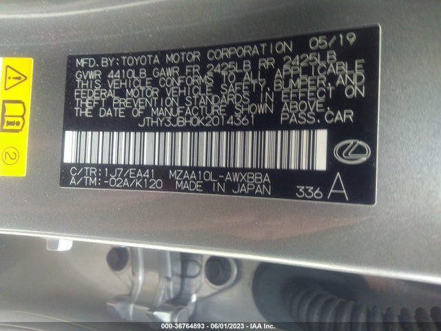 JTHY3JBH0K2014361 Lexus Ux Ux 200