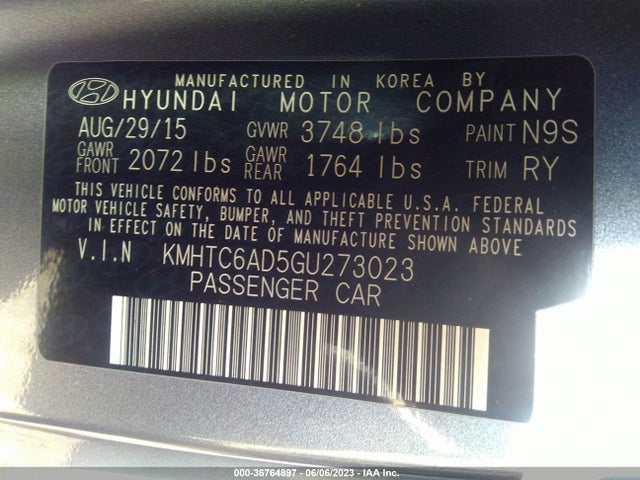 Hyundai VELOSTER 2016 KMHTC6AD5GU273023 Image 10