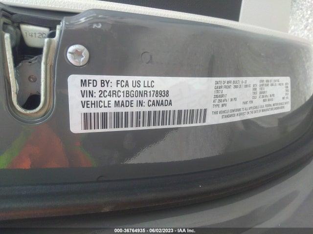2C4RC1BG0NR178938 Chrysler Pacifica Touring L