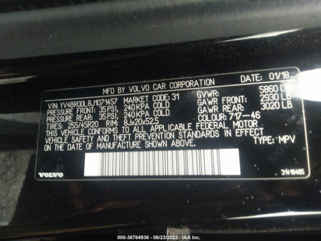 YV4BR0DL8J1071457 Volvo Xc60 Inscription