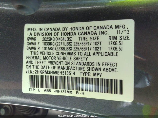 Honda CR-V EX 2014 2HKRM3H59EH513514 Image 10