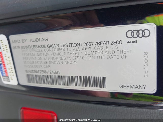 WAUD8AF25KN124891 Audi A6 PREMIUM