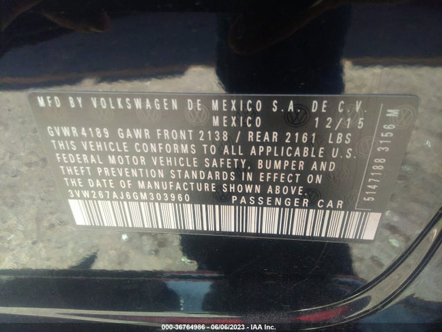 3VW267AJ6GM303960 Volkswagen Jetta Sedan 1.4t S