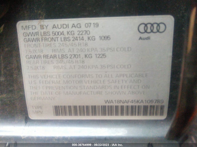 2019 Audi A6, VIN: WA18NAF45KA109789
