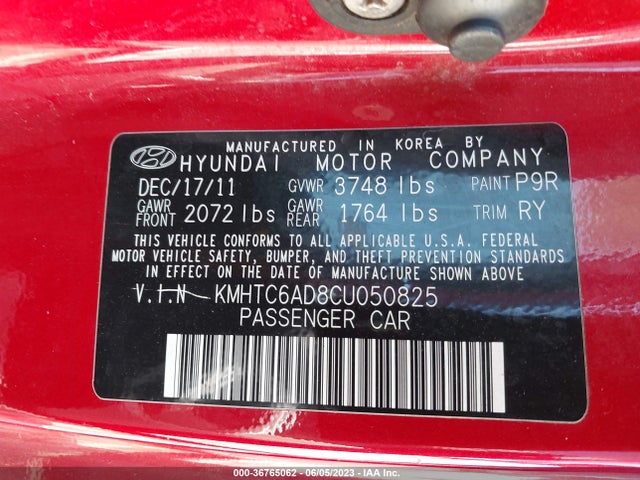 Aukcja sprzedaży 2012 Hyundai Veloster W/gray Int, vin: KMHTC6AD8CU050825, numer aukcji: 36765062