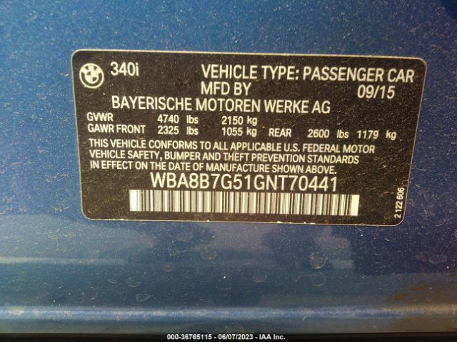 WBA8B7G51GNT70441 BMW 3 Series 340i Xdrive