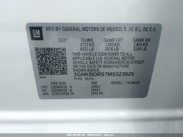 2021 CHEVROLET BLAZER LT VIN: 3GNKBDRS7MS523925