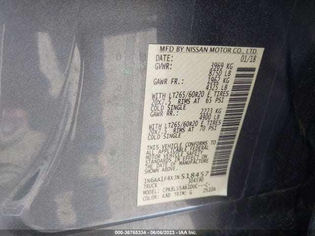 Nissan Titan Xd Sv 2018 1N6AA1F4XJN518457 Image 10