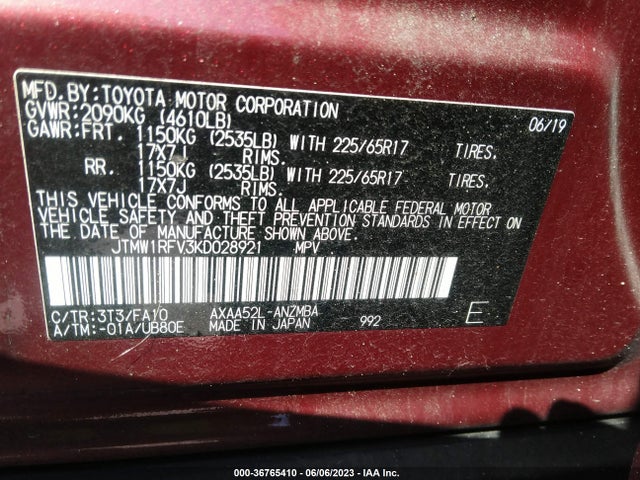 Toyota Rav4 Xle 2019 JTMW1RFV3KD028921 Image 10